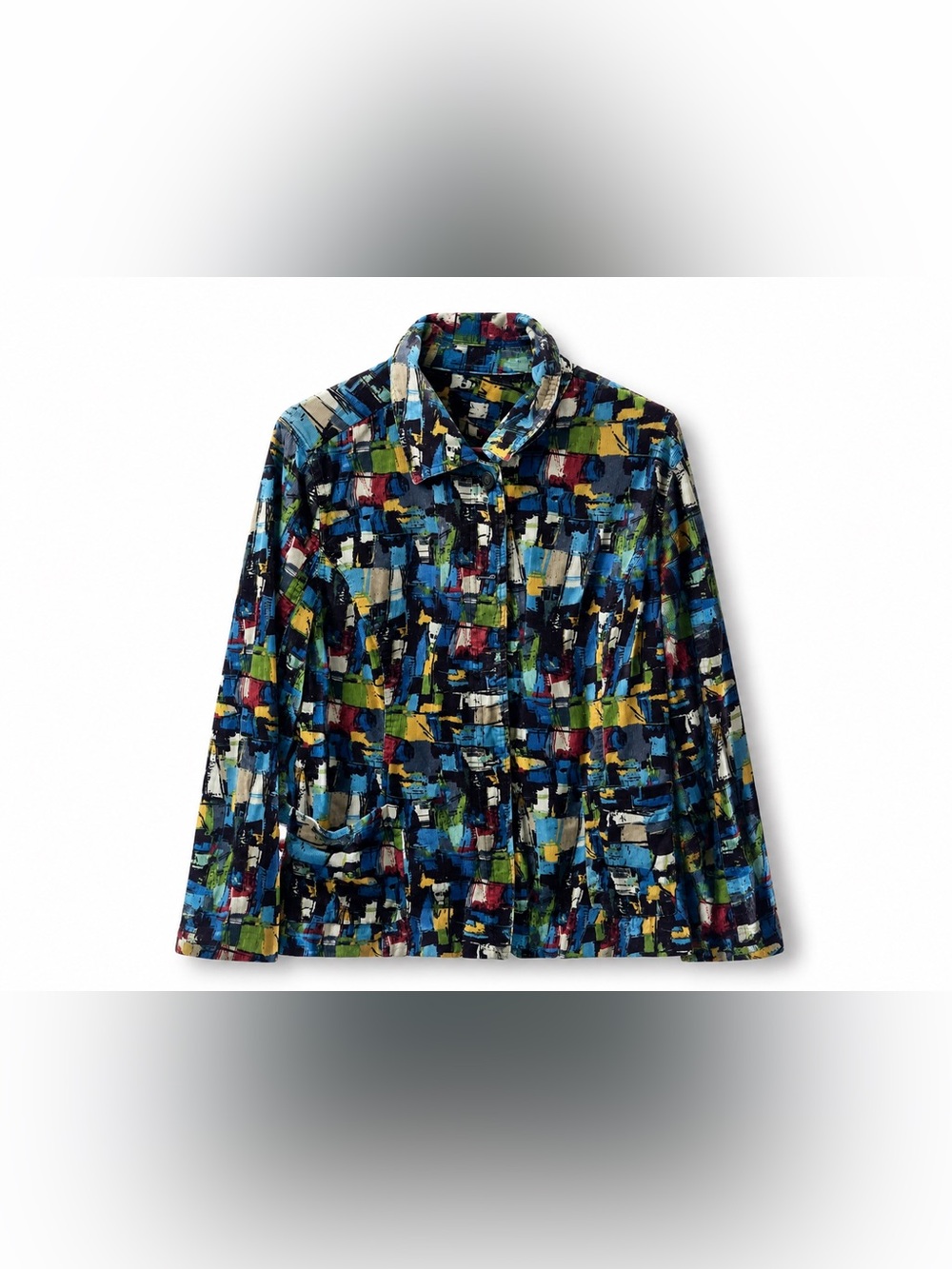 Christopher & Banks Multicolor Abstract Patchwork Lightweight Shirt Jacket